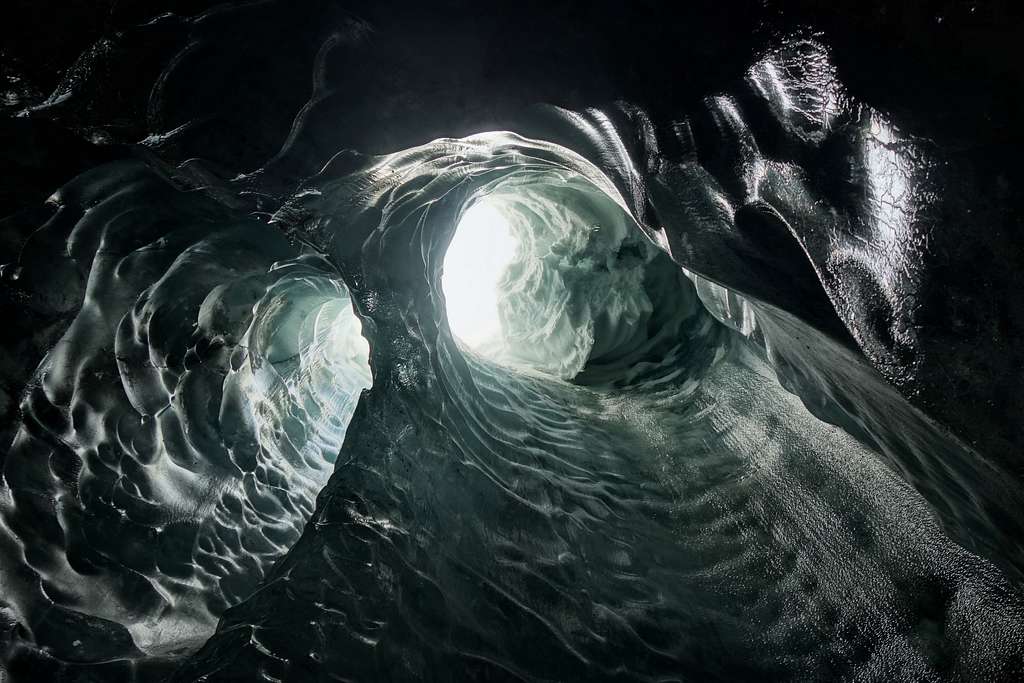 Vertical ice cave - from underneath