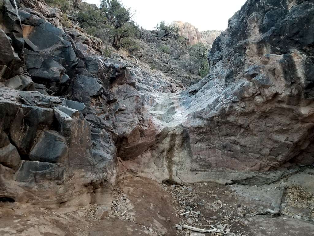 The first supposed pool and waterfall in No Thouroughare Canyon.   It was dry!
