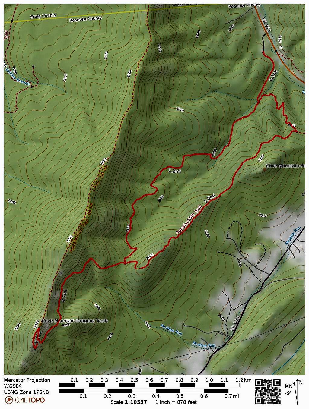 Dragon's Tooth Loop Hike - Map