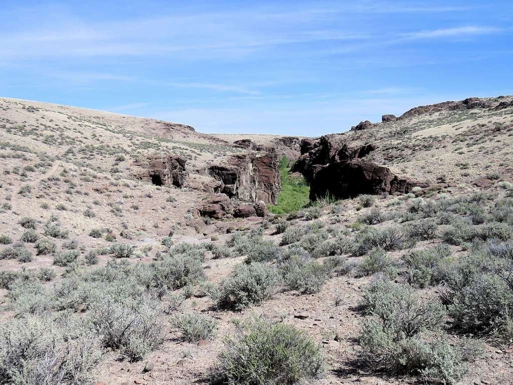 Tail end of canyon on desert floor
