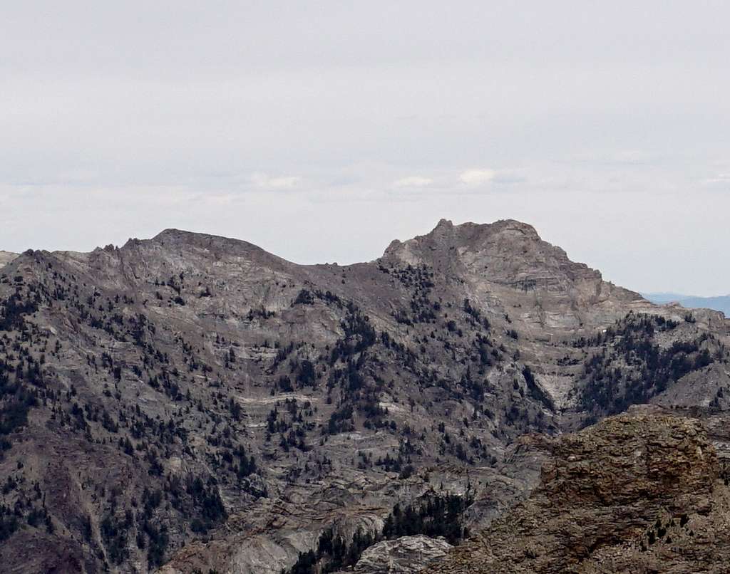 Verdi Peak of the Ruby Mountains as seen five miles away from atop Mt Gilbert