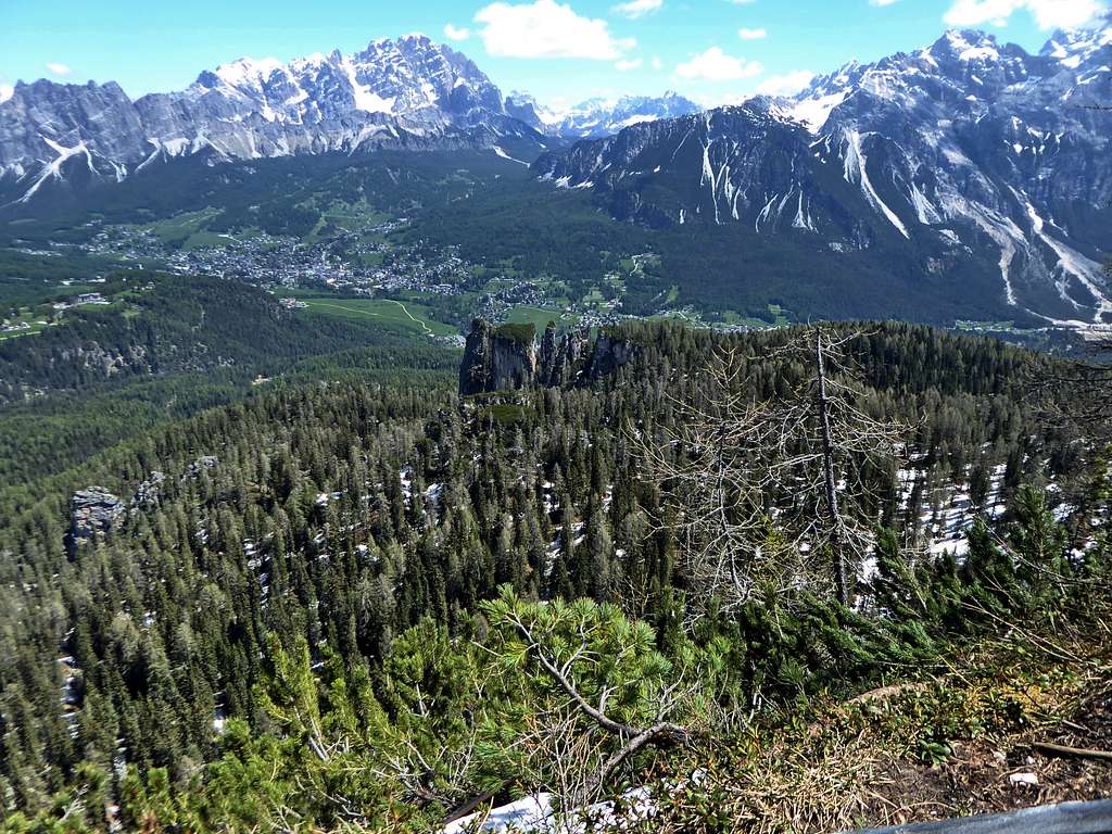 Cortina d'Ampezzo basin and the surrounding summits from the panoramic viewpoint  of Val Negra