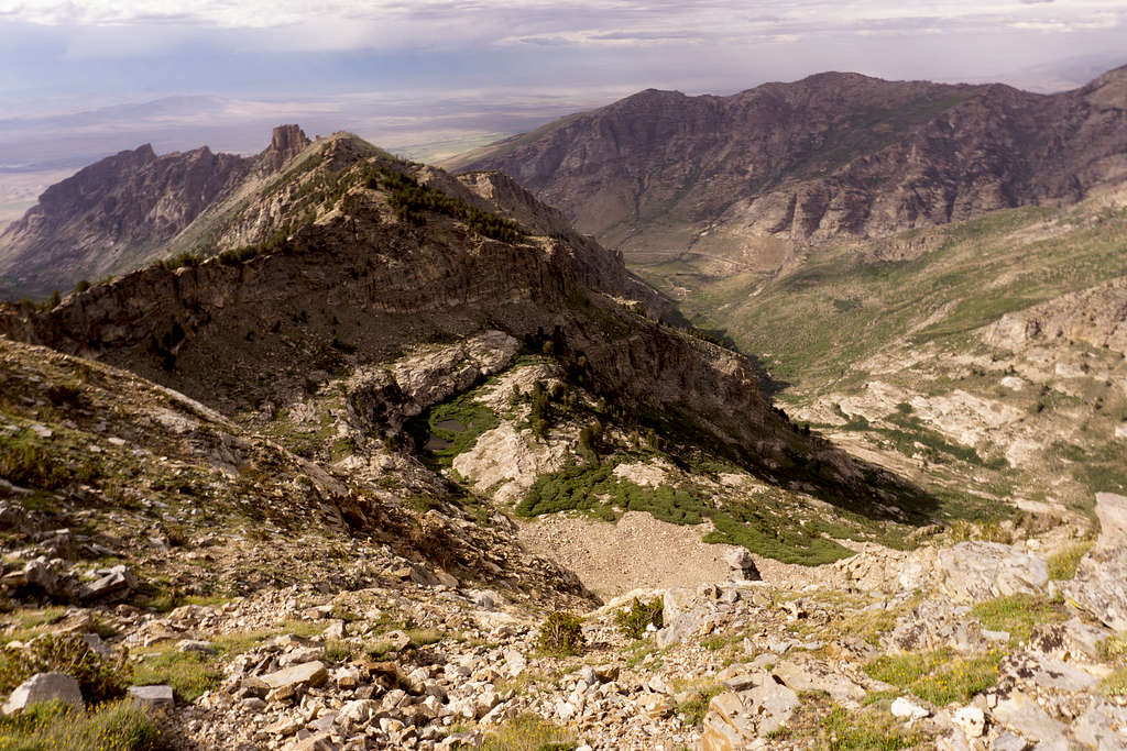 The rugged Ruby Mountains as seen from atop Mt Gilbert looking north