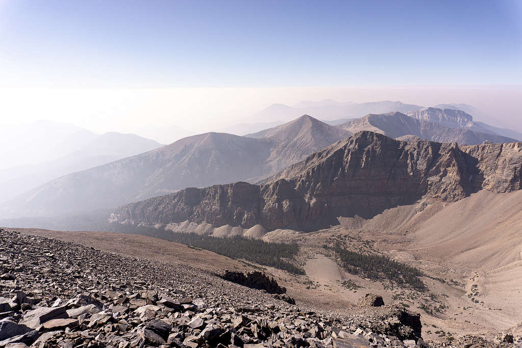 Looking northwest on Wheeler Peak in Nevada