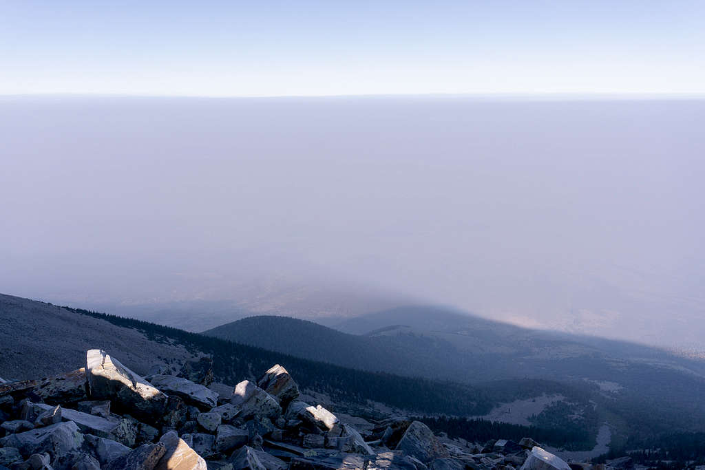 Haze below the northern side of Wheeler Peak in Nevada