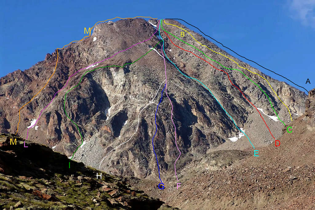 Monte Emilius W-SW, SW & S Faces between East-southeast and WEST Ridges