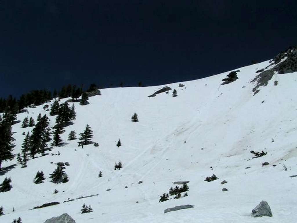 Looking up the Baldy Bowl,...