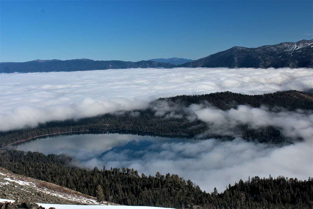Fallen Leaf Lake and cloud reflections ~ Lake Tahoe Somewhere under the fog