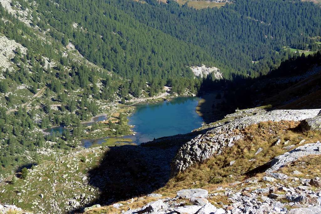 Arpy Lake during ascent Mont Colmet