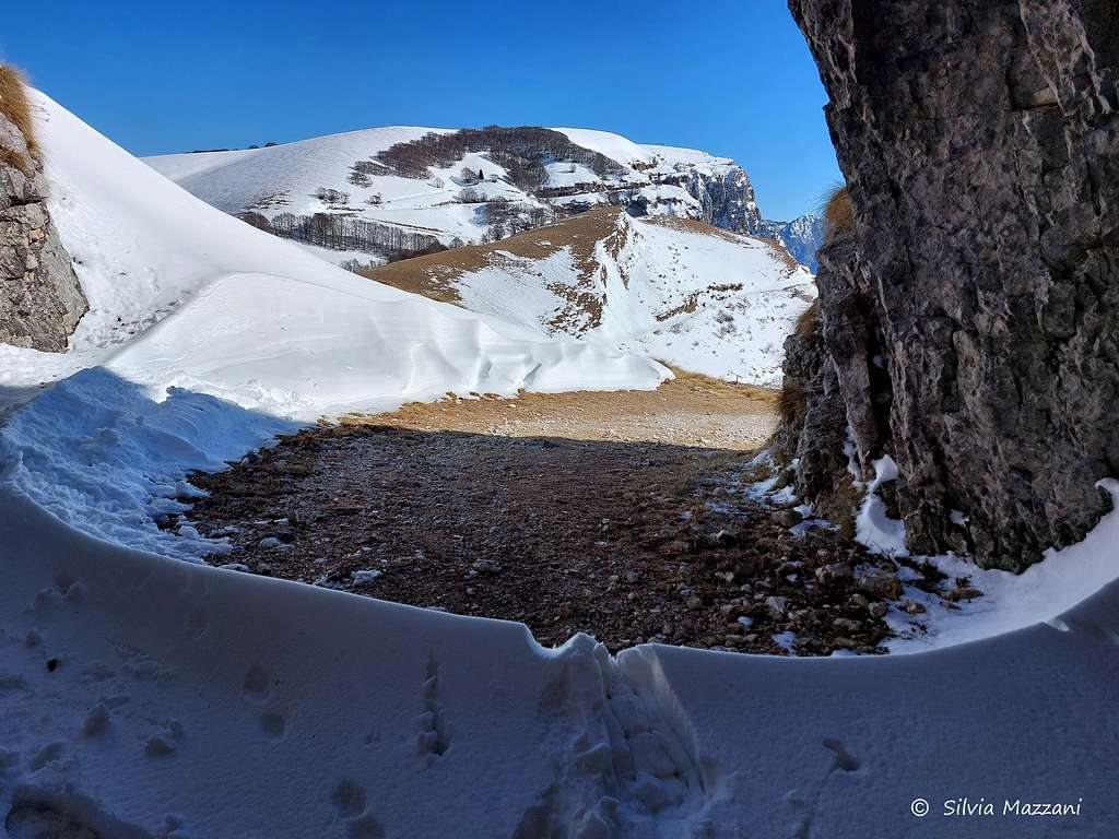 Snow ring at the entrance of Corno della Paura WWI tunnels
