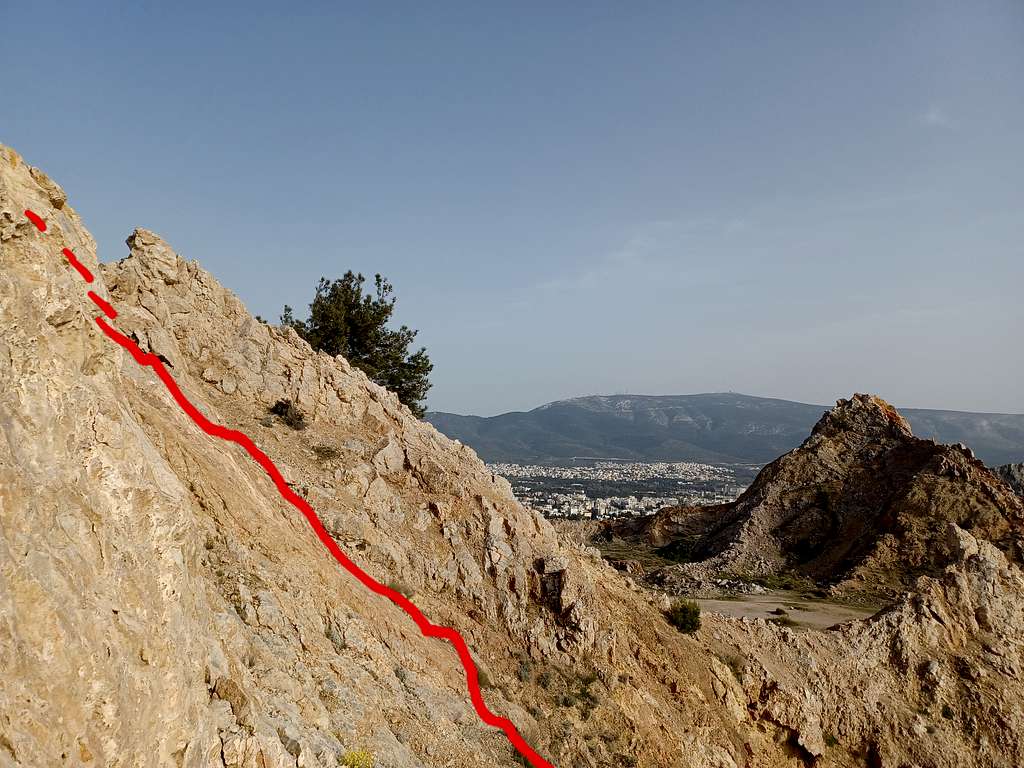 Ascent route for the Three Tree Rock