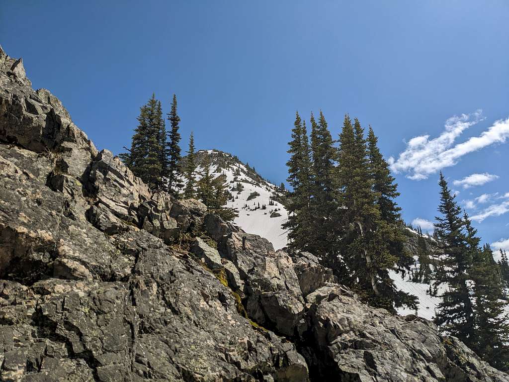 Easy rocky section before snow en route to Blackeard