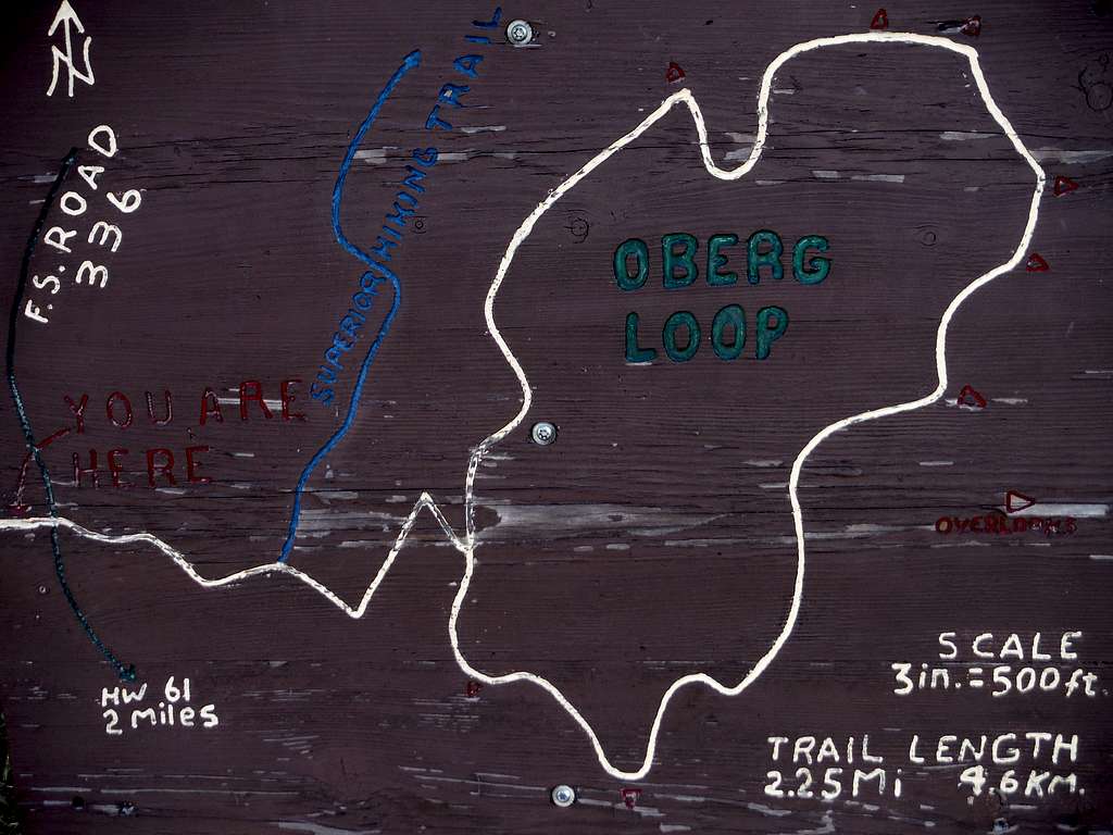 Map of Oberg Mountain Routa