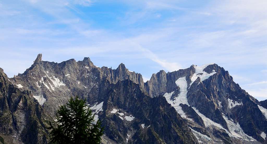 Dent du Geant, Rochefort ridge and Grandes Jorasses in extreme dryness condition