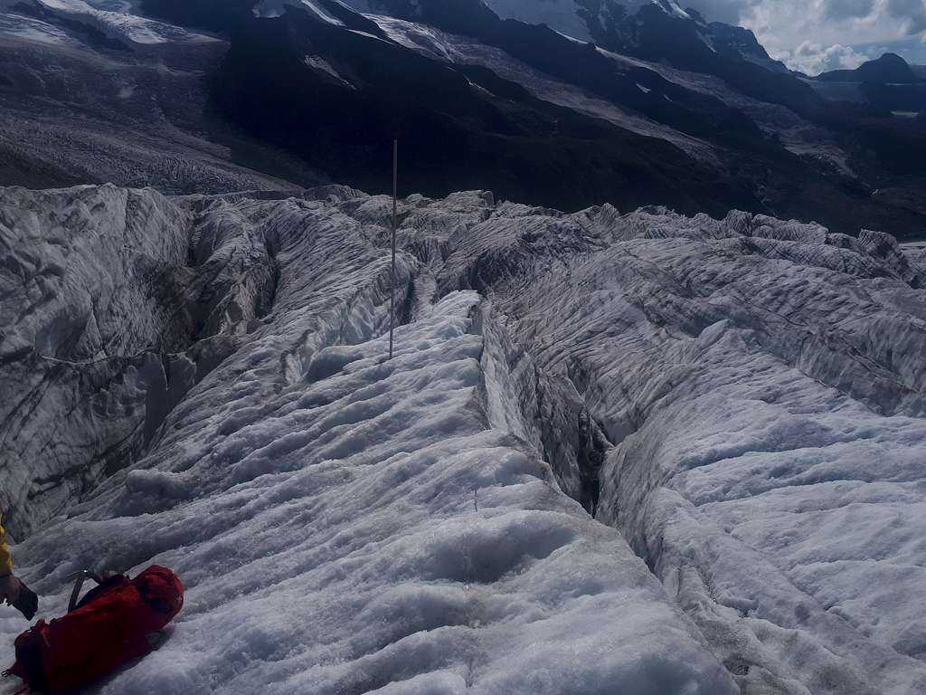 field of crevasses on the way up tp monte rosa aug22