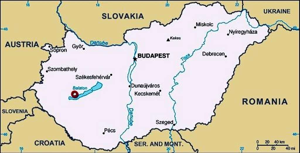 Map of Hungary. Badacsony is...
