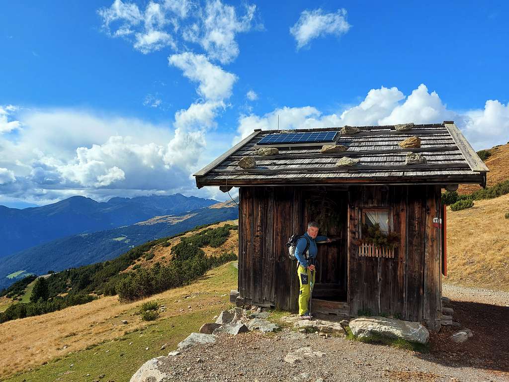 Tiny wooden hut before Getrum alm