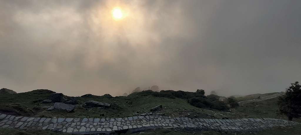 Sunset while climbing up Tungnath