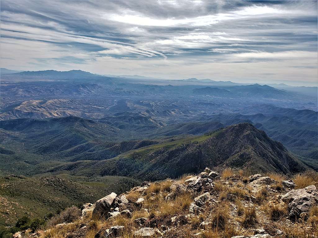 Looking south into Mexico, Miller Peak on the left