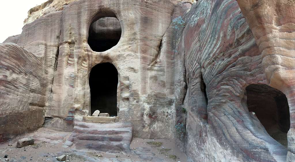 Entrance to cave buildings, Petra, Jordan