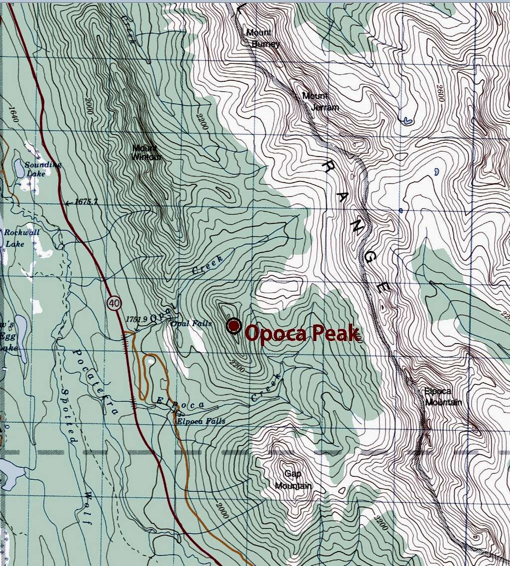 Opoca Peak location map