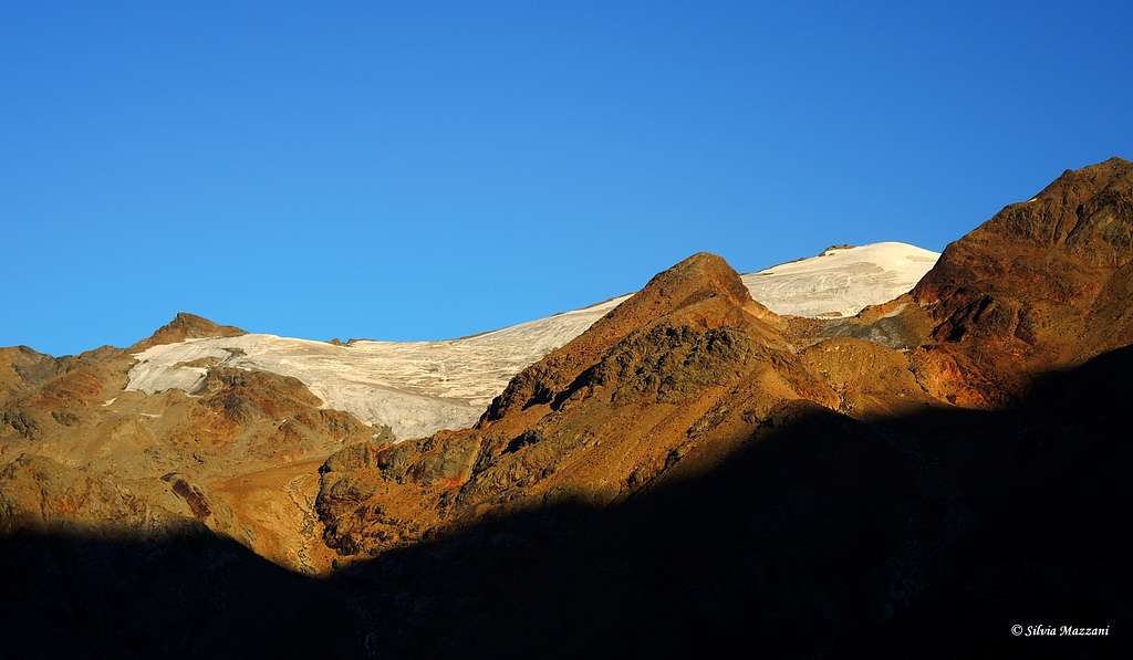 Sunset above Cevedale from Refuge Larcher