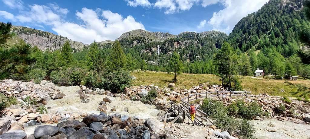 The wood bridge near Malga Mare