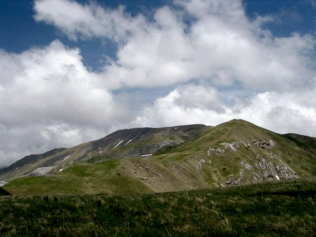 Grassy main mountain ridge of...