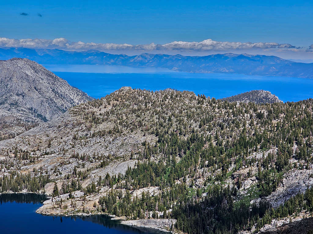 Zoomed view of Lake Tahoe and Dicks Lake