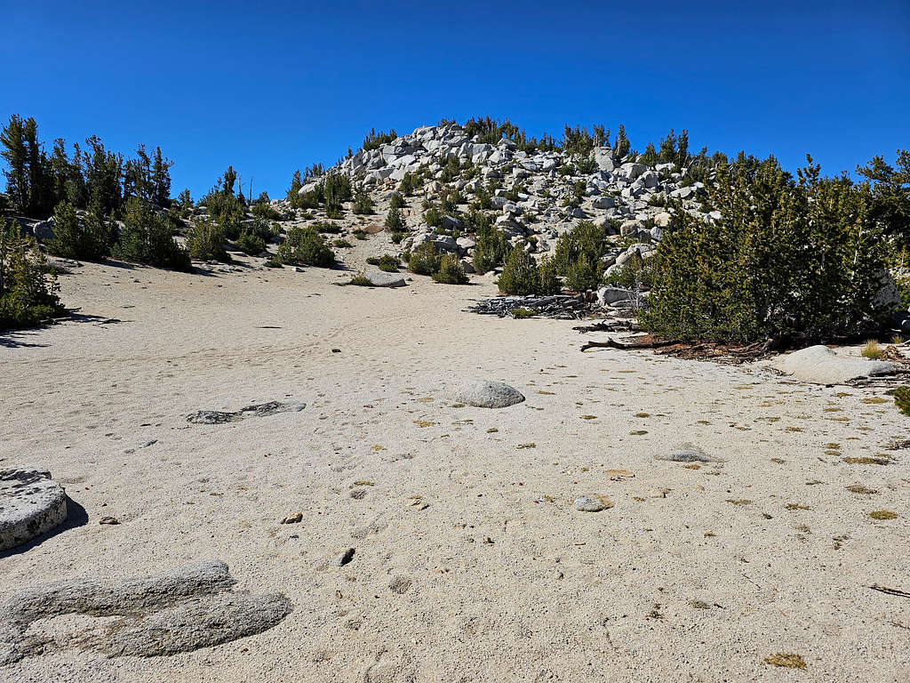 Sandy area below the summit