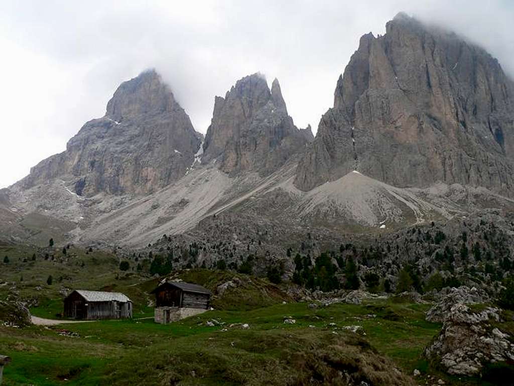 Sassolungo from near Sella Pass