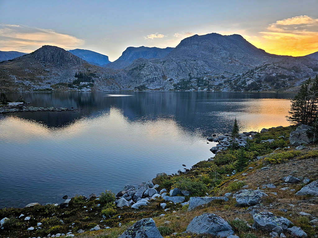 Cloud Peak, slopes of Bomber Mountain and Point 11604 ft from Mistymoon Lake