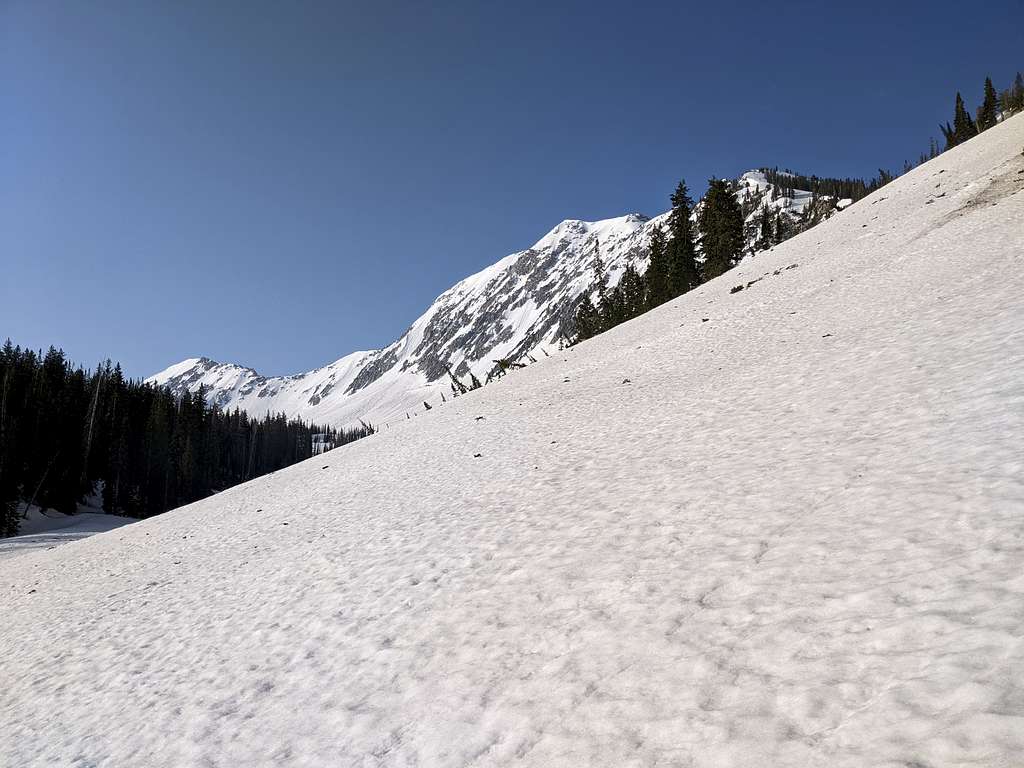 Lone peak in the distant as seen from the creek