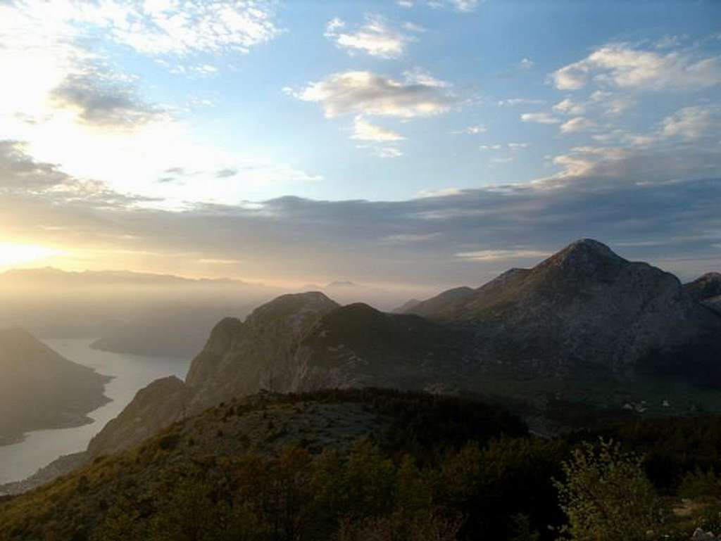 Sunset over Boka kotorska bay...