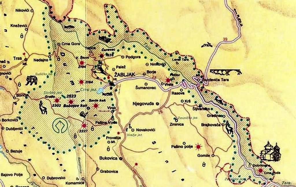 Map of Durmitor National Park...