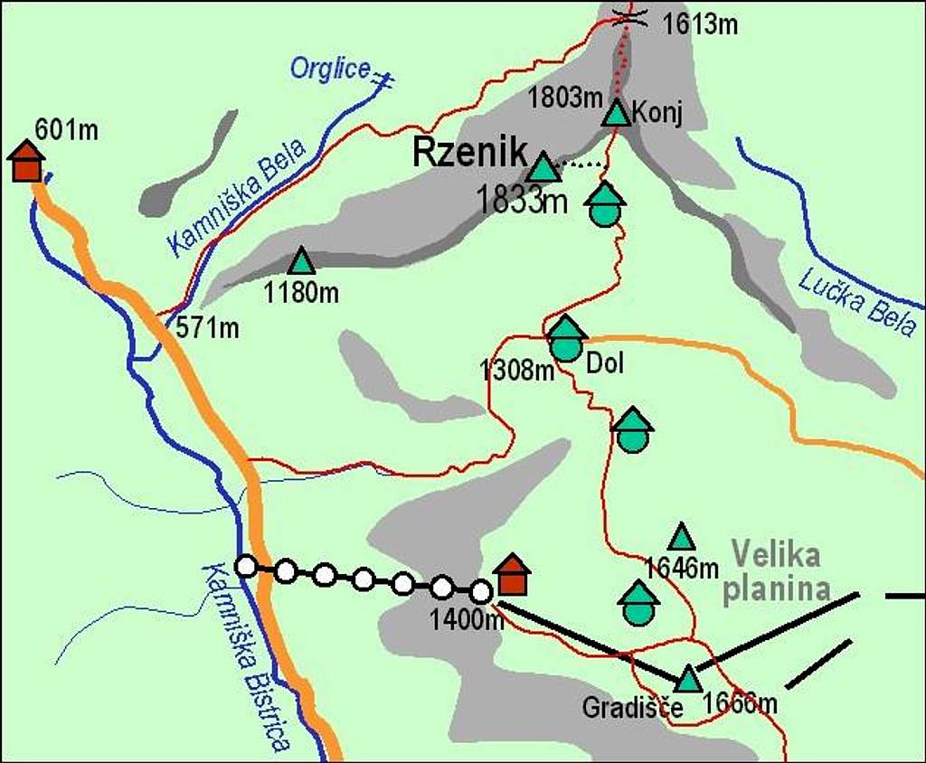 A self-made map of Rzenik and...