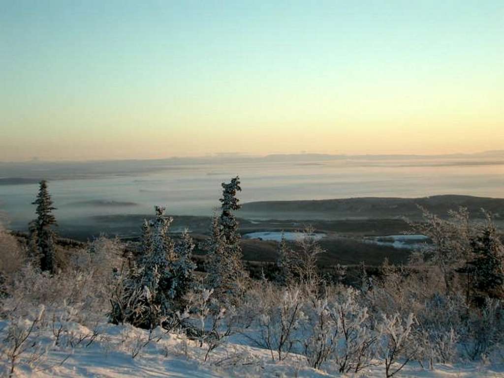 View from summit. Ice fog in...