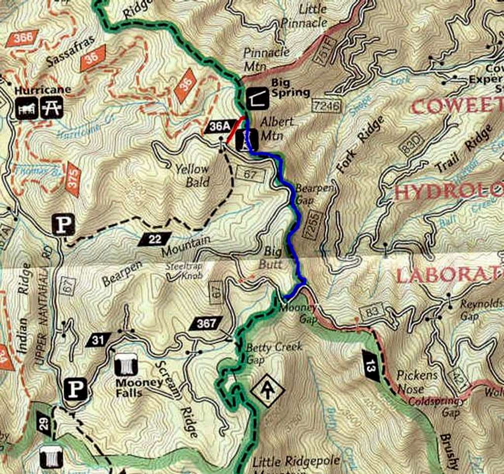 Map with AT route to summit.
