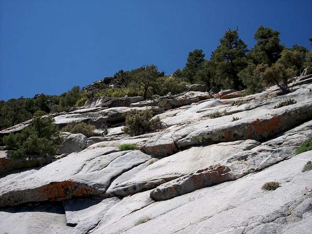 Granite slabs below the summit.