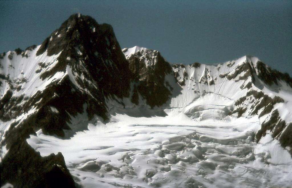 Aiguille des Glaciers <i>3817m</i> and  Aiguille de la Lex Blanche <i>3697m</i> from Mont Fortin