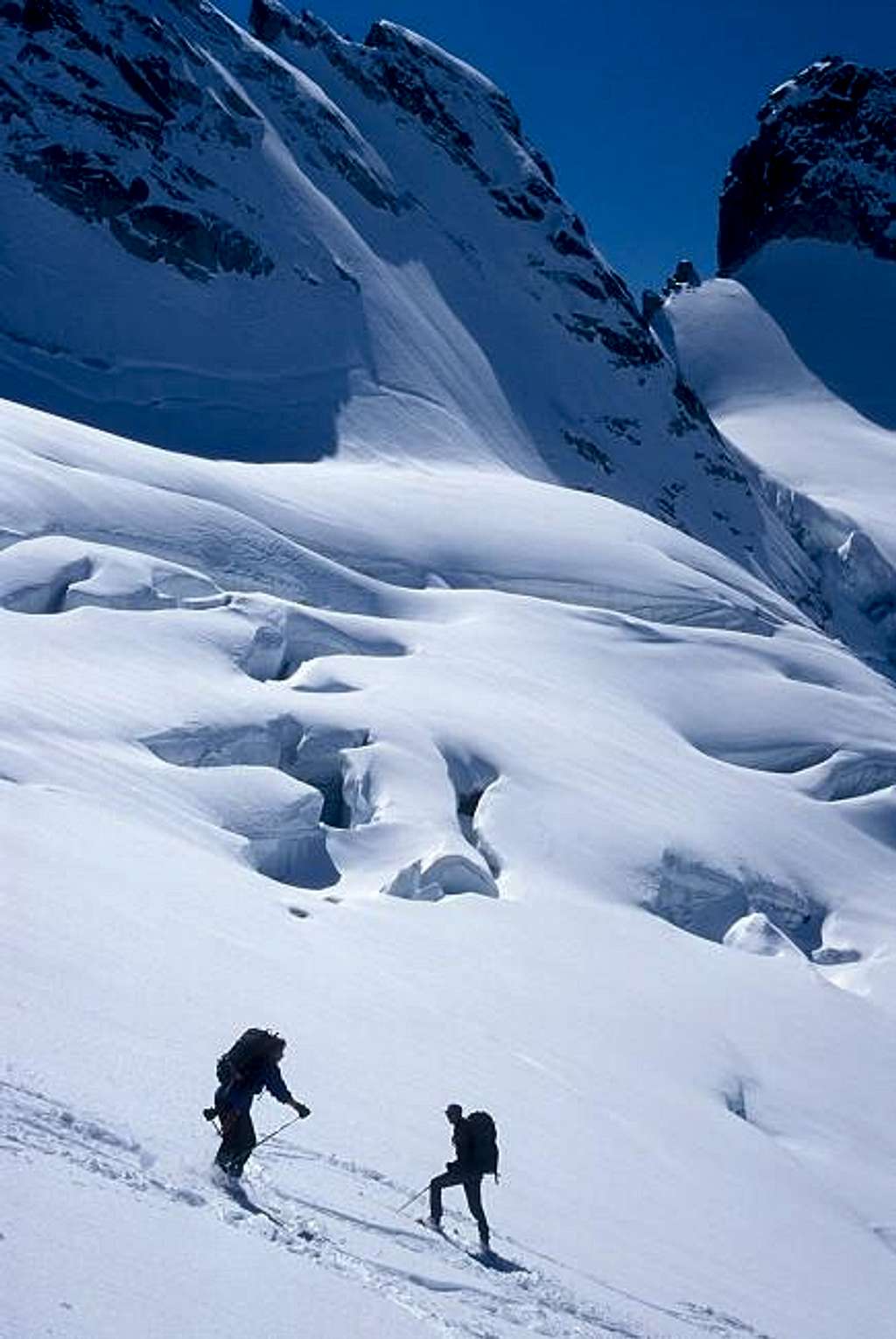 downhill on the Forno glacier...
