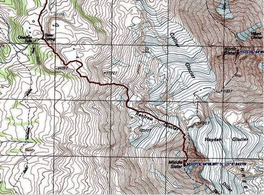 Topo of the upper route from...