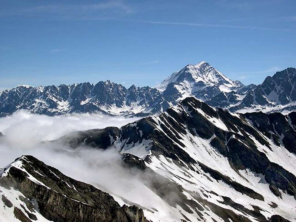  From the summit of Mont Fourchon <i>(2902m)</i> <br>view of Tête de Fenêtre and Pointe de Drône
