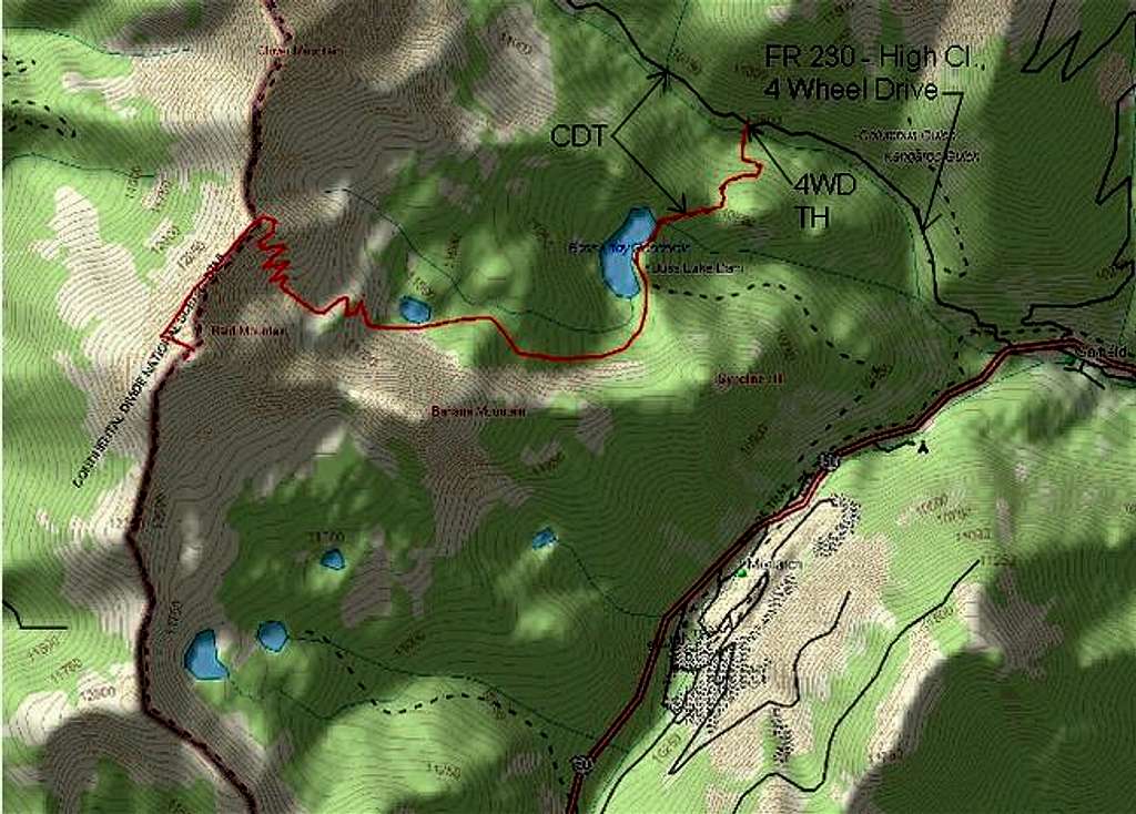 Topo map of the CDT route.