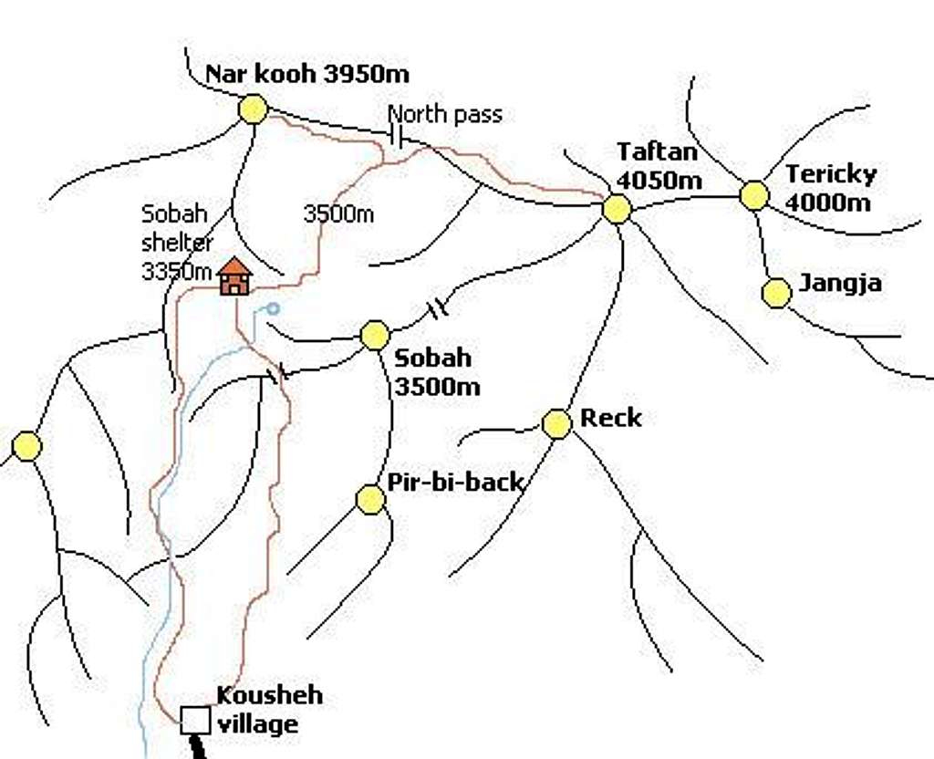 Schematic map of Khash heights