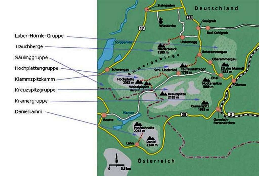 Ammergauer Alps, overview map