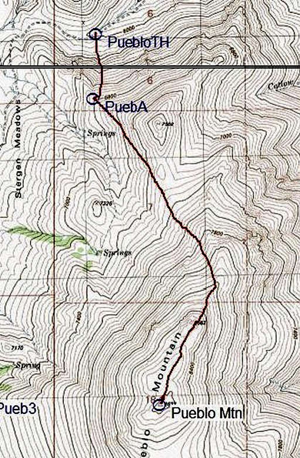 Topo of the north ridge route...