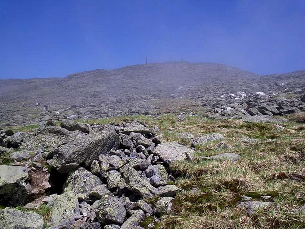 Looking up to the summit of...