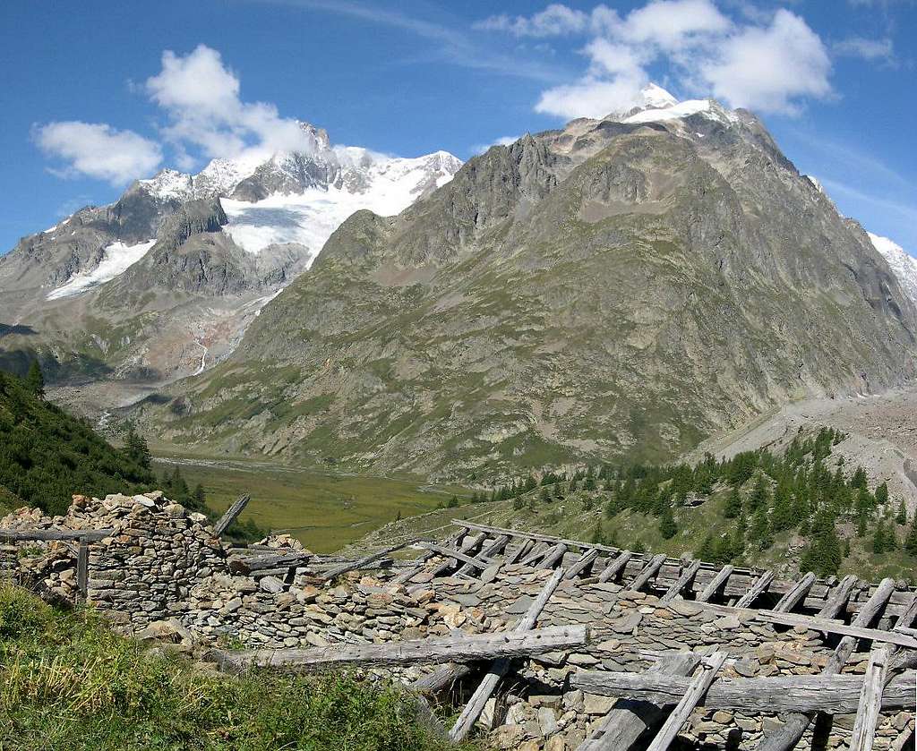 The southern slope of Petit Mont Blanc <i>3424m</i>  from the ruines of L'Arp Vieille inf. <i>2073m</i>