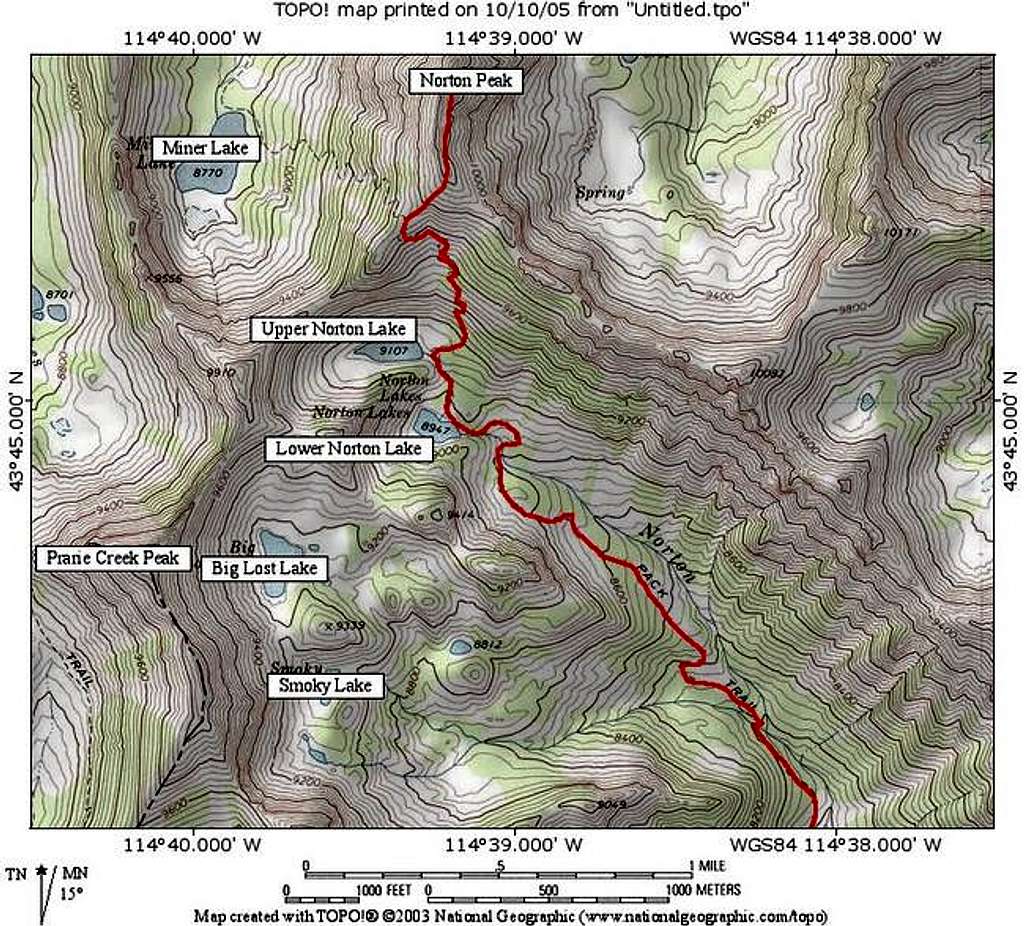 Norton Peak's standard route...